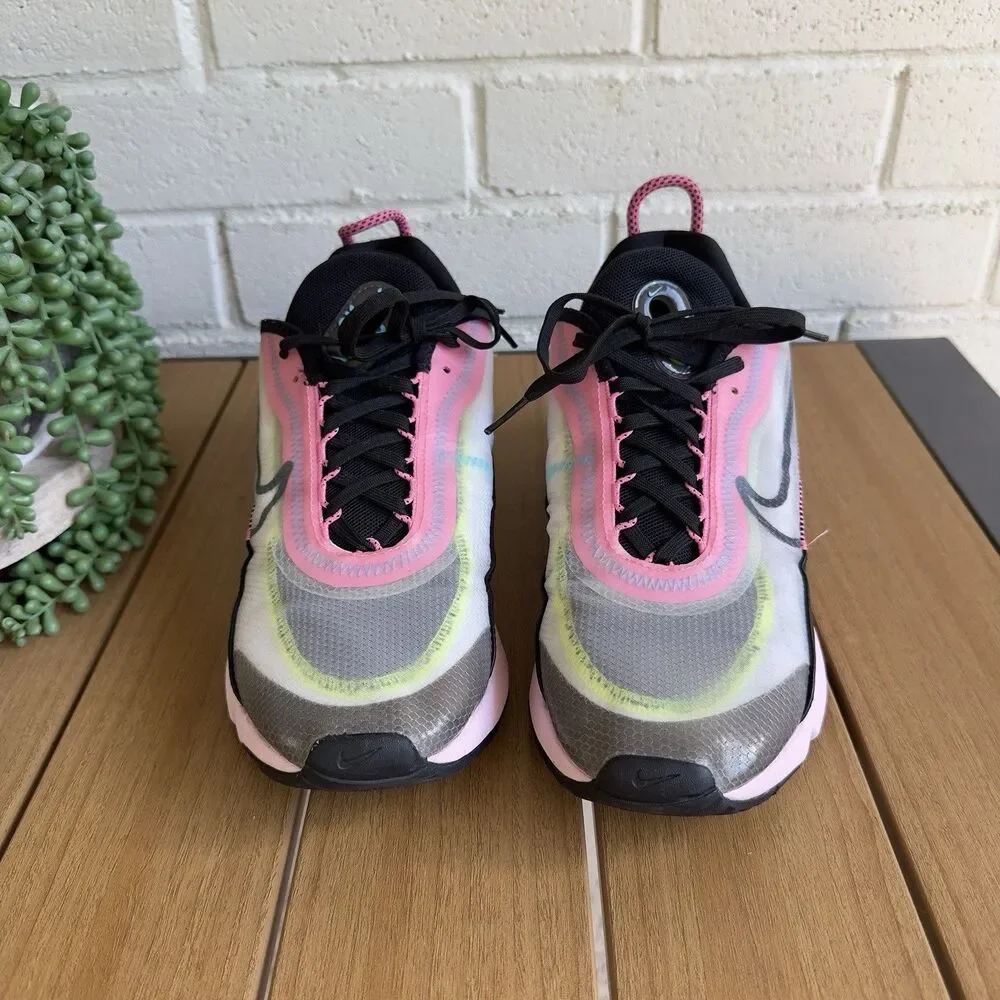 Nike Air Max 2090 Lotus Pink Volt Black Running Sneakers CW4286-100 Women Sz 9